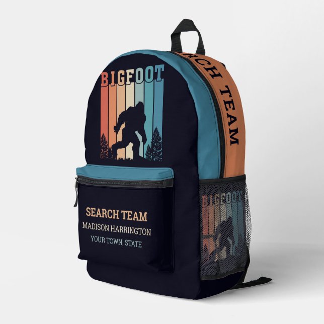 Custom Name & Text Bigfoot Printed Backpack (Back Corner Right)