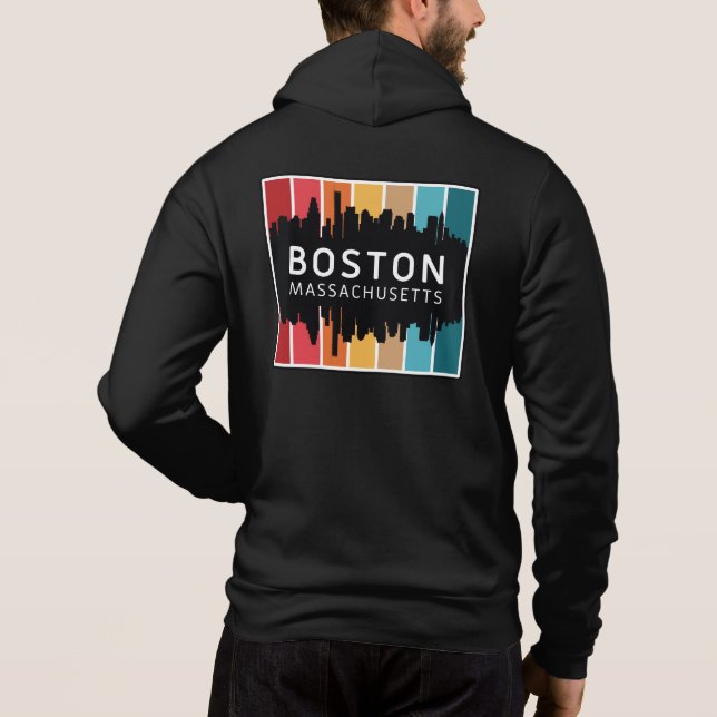 Custom Name / Text Boston Massachusetts Hoodie (Back)