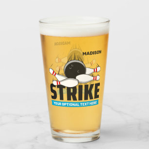 Custom Name & Text Bowling Strike Glass