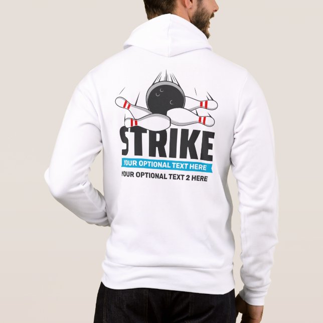 Custom Name & Text Bowling Strike Hoodie (Back)