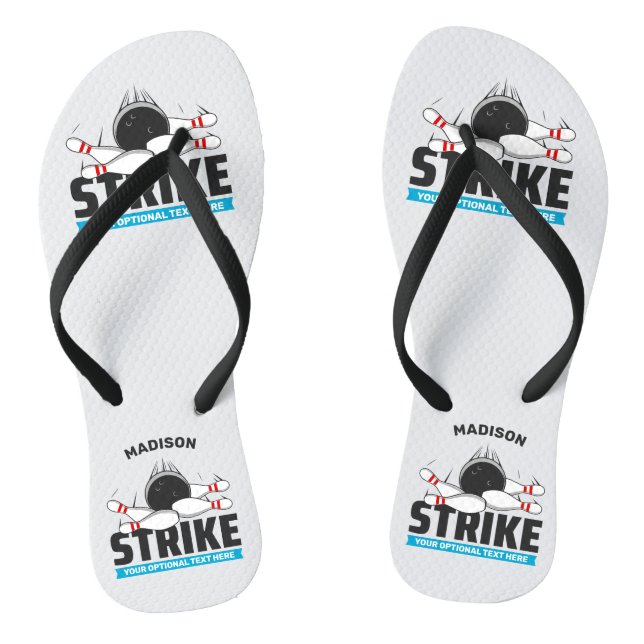 Custom Name & Text Bowling Strike Jandals (Footbed)