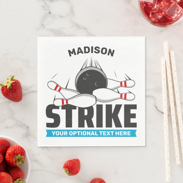 Custom Name & Text Bowling Strike Napkin (Insitu)