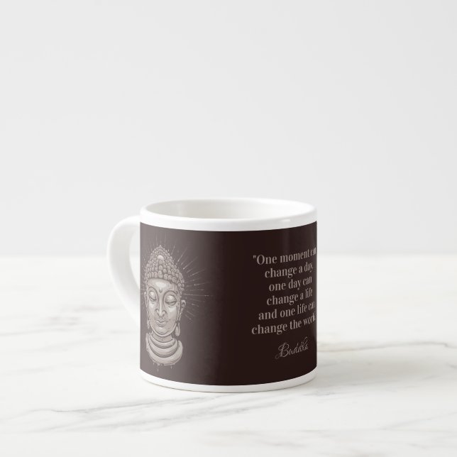 Custom name & text Buddha Quote Espresso Cup (Front Left)