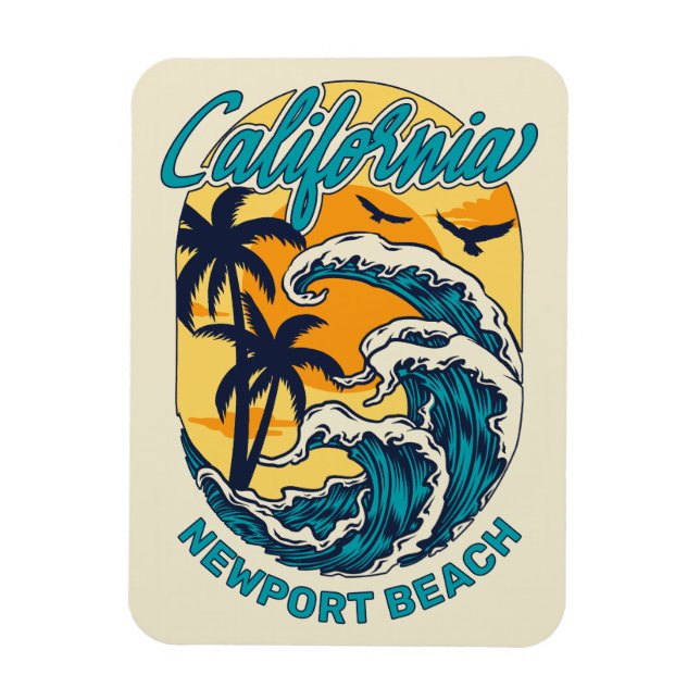 Custom Name / Text California Surfing Magnet (Vertical)