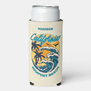 Custom Name / Text California Surfing Seltzer Can Cooler