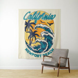 Custom Name / Text California Surfing Tapestry