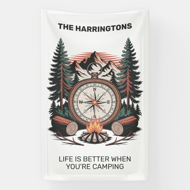 Custom Name & Text Camping Banner (Vertical)
