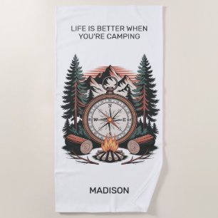 Custom Name & Text Camping Beach Towel