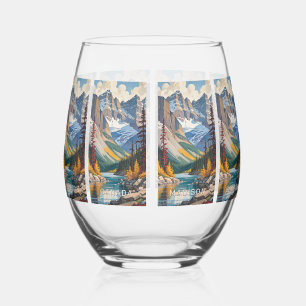 Custom Name & Text Canada Travel Poster Stemless Wine Glass