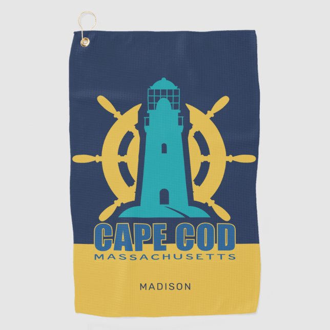 Custom Name / Text Cape Cod Massachusetts Golf Towel (Front)