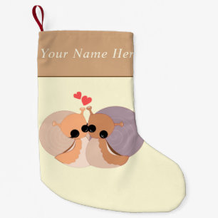 Custom Name Text Christmas Stocking Couple Snails