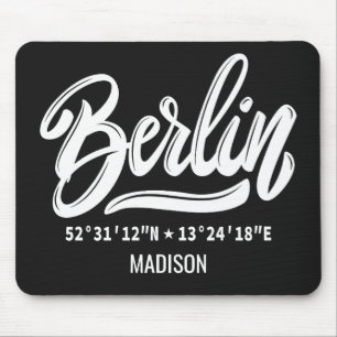 Custom Name / Text & Color Berlin Coordinates Mouse Pad