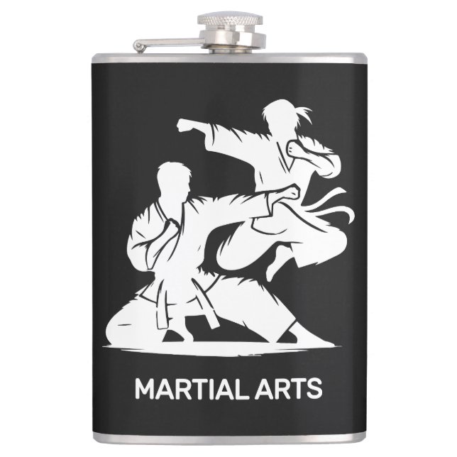 Custom Name, Text & Color Martial Arts Hip Flask (Front)