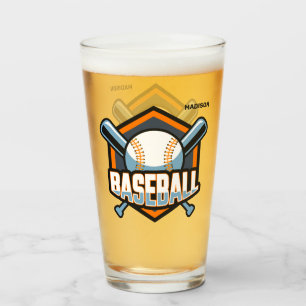 Custom Name, Text & Colour Baseball Glass
