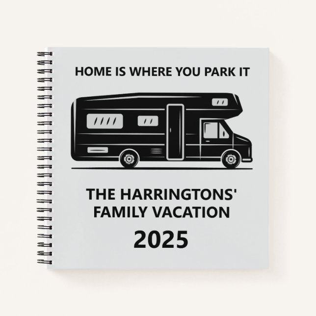 Custom name, text & colour Camper Van Notebook (Front)