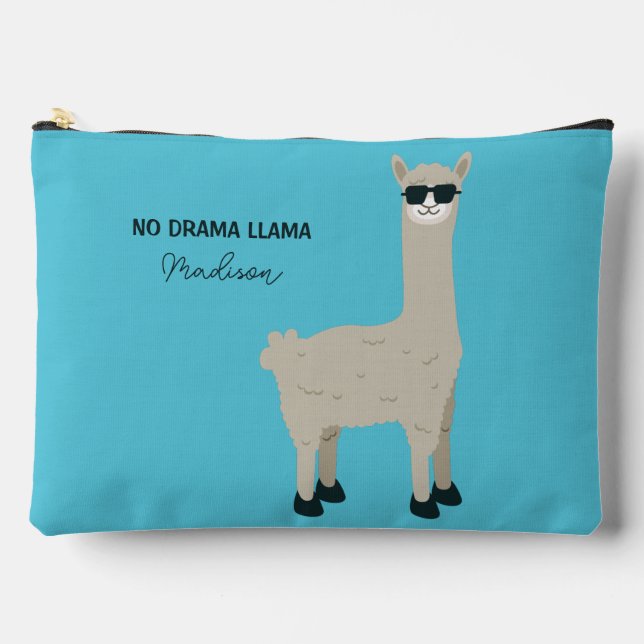 Custom Name, Text & Colour Cool Llama Accessory Pouch (Front)