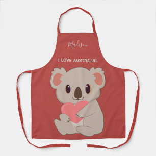 Custom Name, Text & Colour Love Koala Apron