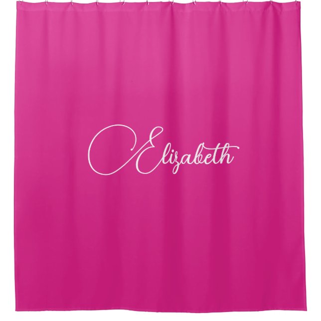 Custom Name Text & Colour Modern Elegant Pink Cute Shower Curtain (Front)