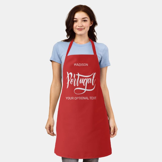 Custom Name, Text & Colour Portugal Apron (Worn)