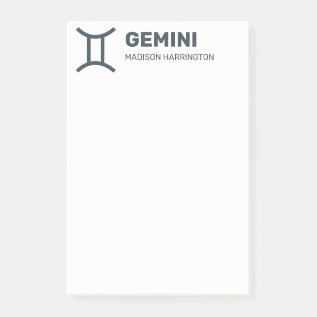 Custom Name / Text & Colour Zodiac Sign Gemini Post-it Notes (Front)