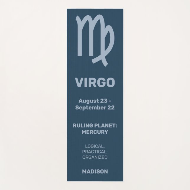 Custom Name / Text & Colour Zodiac Sign Virgo Yoga Mat (Front)