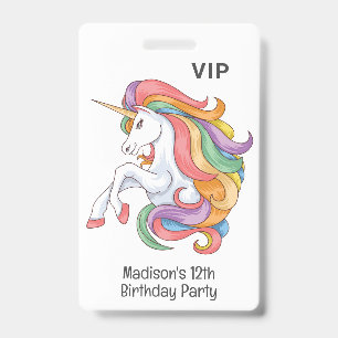 Custom Name & Text Colourful Unicorn ID Badge