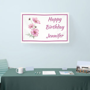 Custom Name Text Cosmos Garden Flower  Banner