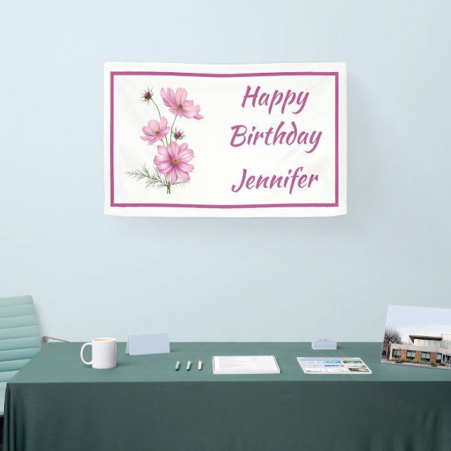 Custom Name Text Cosmos Garden Flower  Banner (Tradeshow)