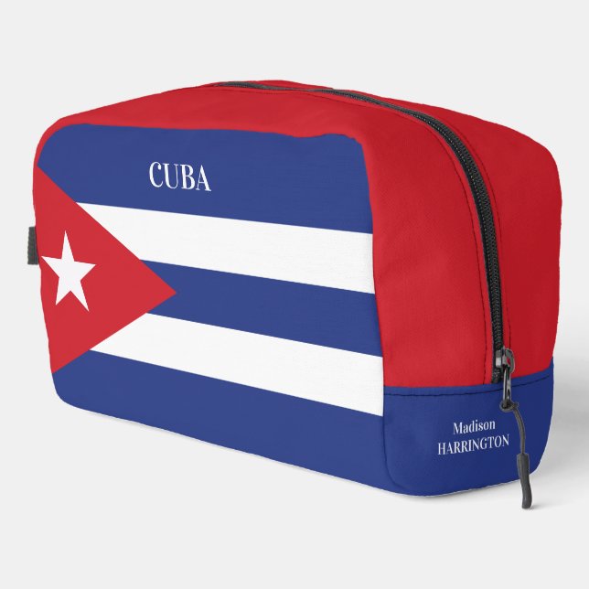 Custom Name & Text Cuba Flag Dopp Kit (Right Corner)