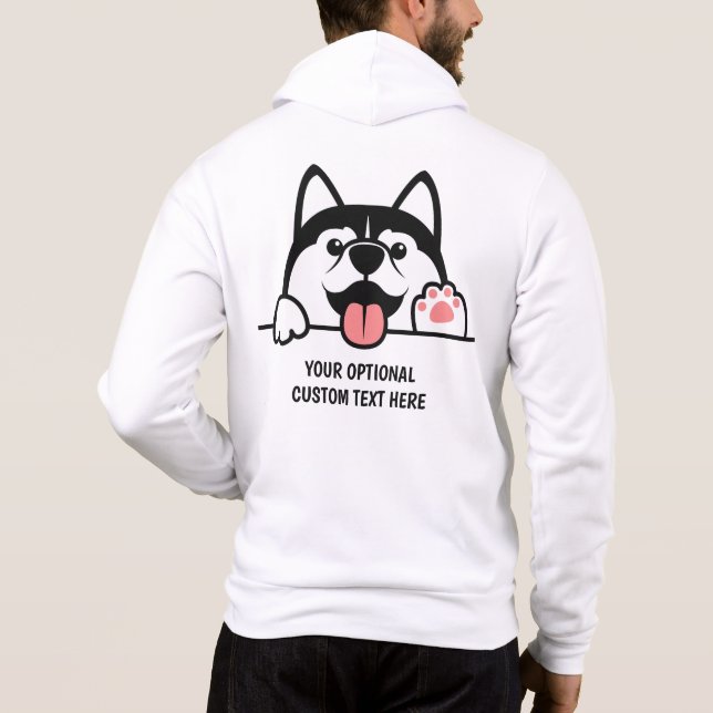 Custom Name & Text Cute Siberian Husky Hoodie (Back)