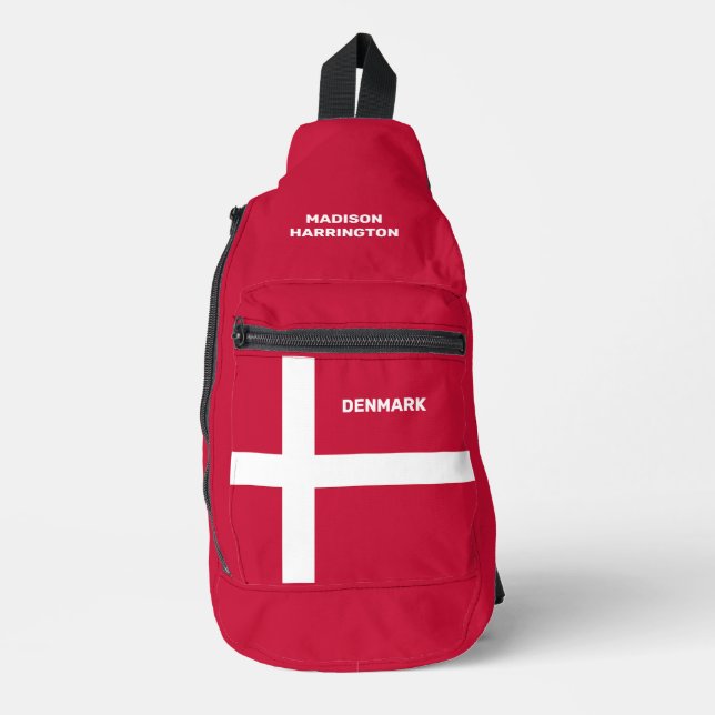 Custom Name & Text Denmark Flag Sling Bag (Front)