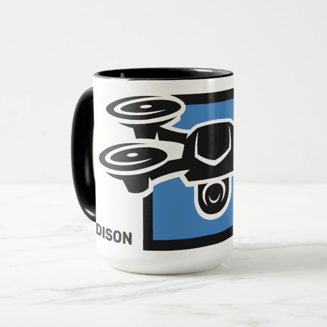 Custom Name & Text Drone Mug (Front Left)