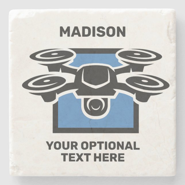 Custom Name & Text Drone Stone Coaster (Front)