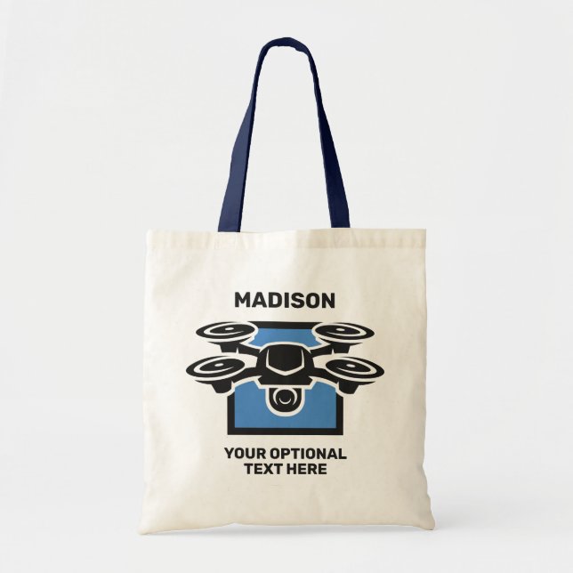 Custom Name & Text Drone Tote Bag (Front)