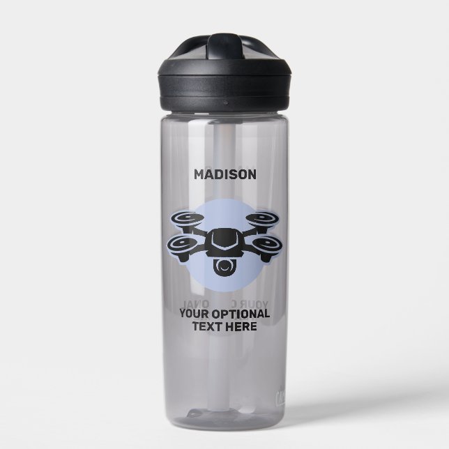 Custom Name & Text Drone Water Bottle (Front)