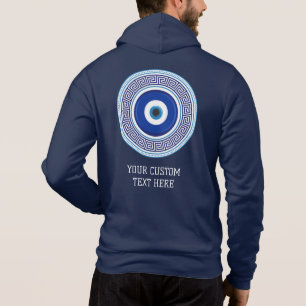 Custom Name & Text Evil Eye Greek Pattern Hoodie