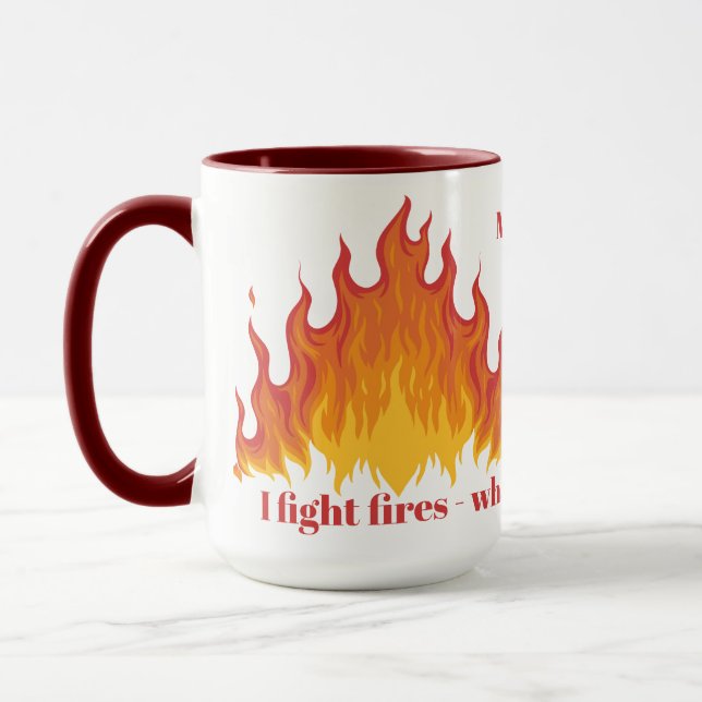 Custom name & text FIREFIGHTER mugs (Left)