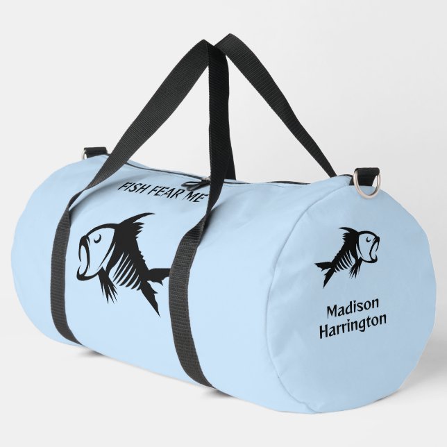 Custom Name & Text Fish Duffle Bag (Left Corner)