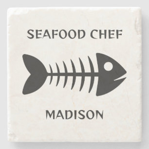 Custom Name & Text Fish Stone Coaster