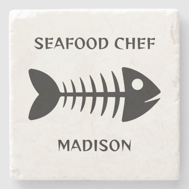 Custom Name & Text Fish Stone Coaster (Front)