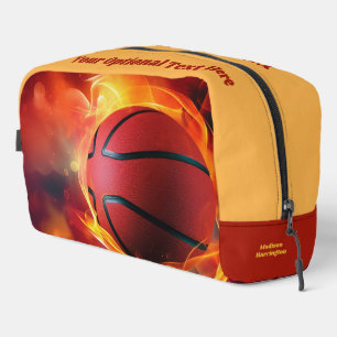 Custom Name & Text Flaming Basketball Dopp Kit