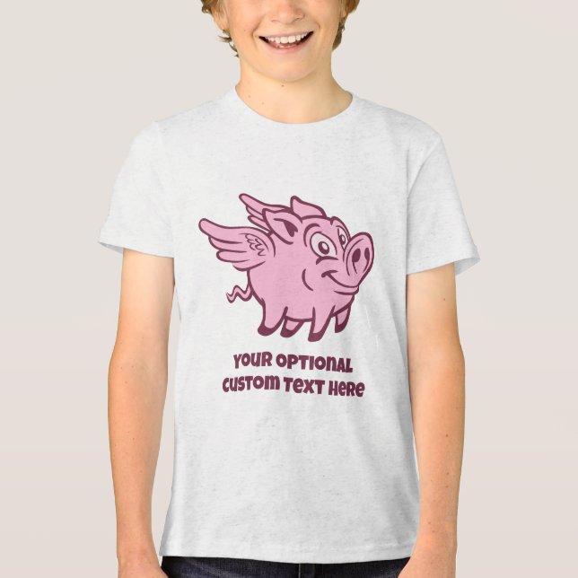 Custom Name & Text Flying Pigs Tri-Blend Shirt (Front)