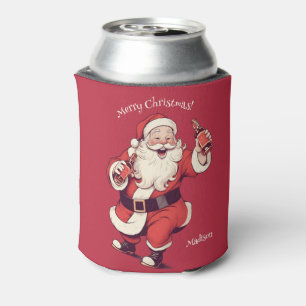 Custom Name & Text Funny Drunk Santa Can Cooler