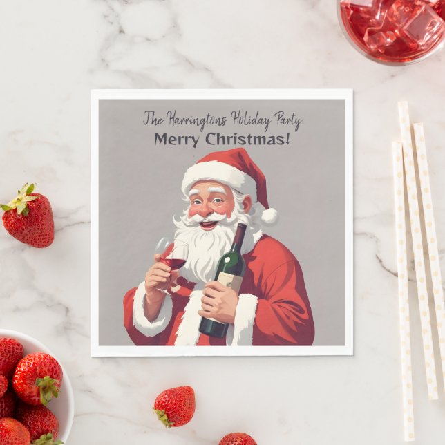 Custom Name & Text Funny Drunk Santa Napkin (Insitu)