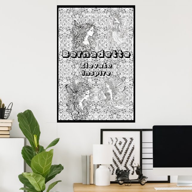 Custom Name Text Giant Fairy Colouring Posters (Home Office)