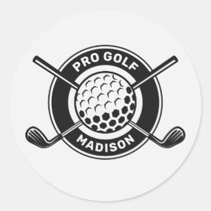 Custom Name & Text Golf Classic Round Sticker