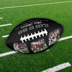 Custom Name Text Graduation 3 Photo Collage Gift Football
