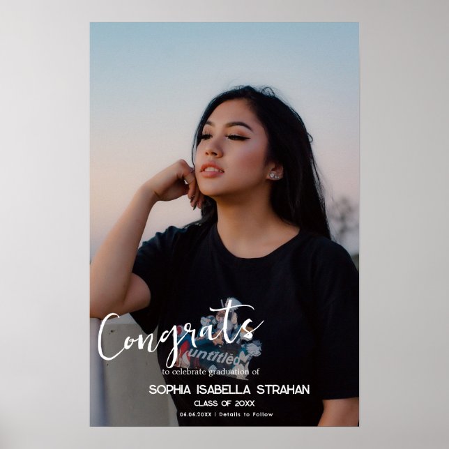 Custom Name Text Graduation Poster Print Keepsake (Front)