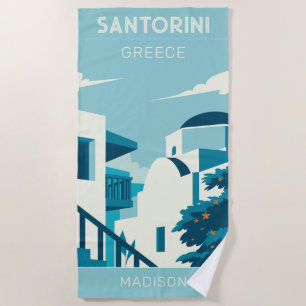 Custom Name & Text Greece Beach Towel