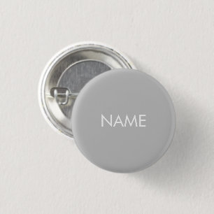 Custom name text grey white minimalist pin button